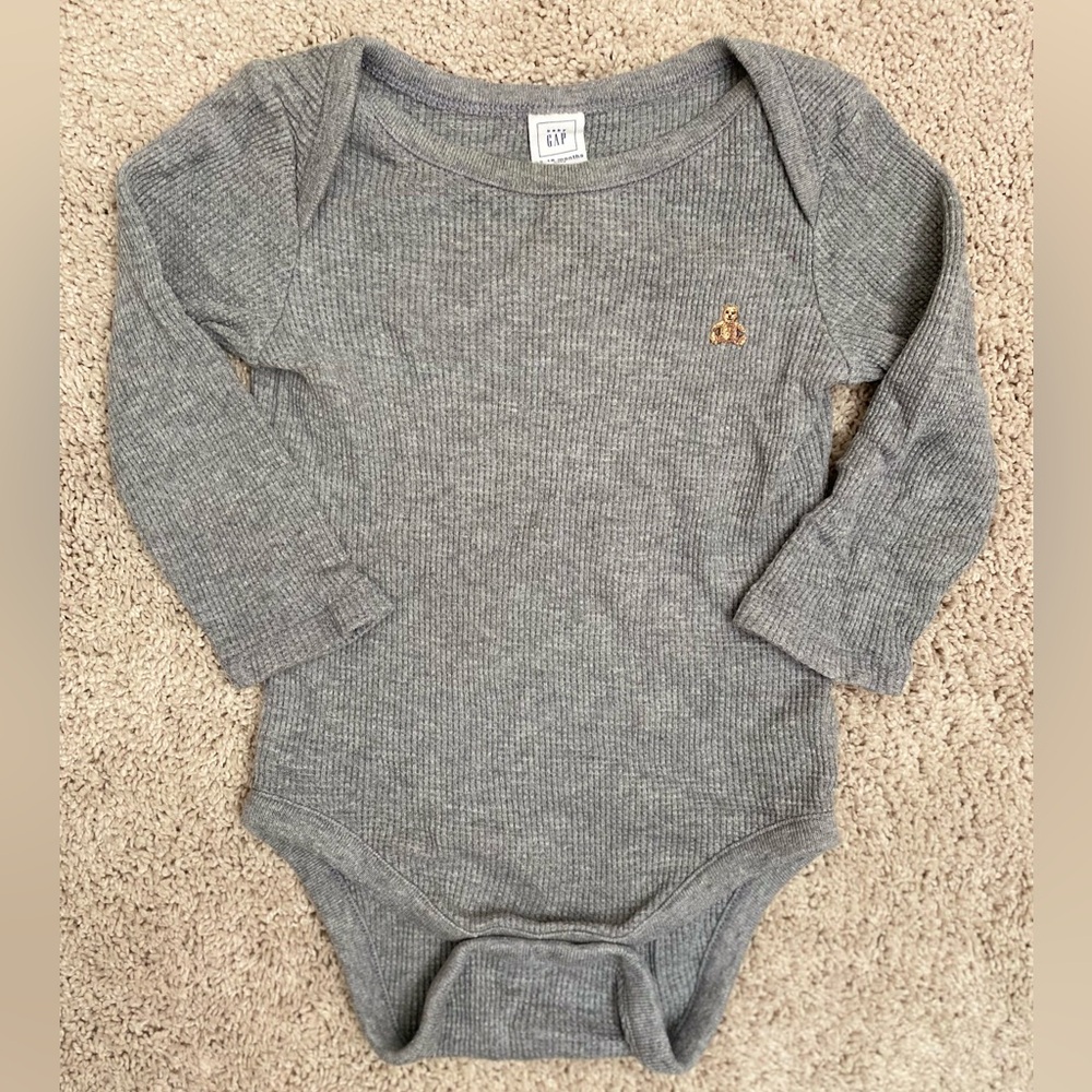 Baby Gap Gray Thermal Onesie, 12-18 months